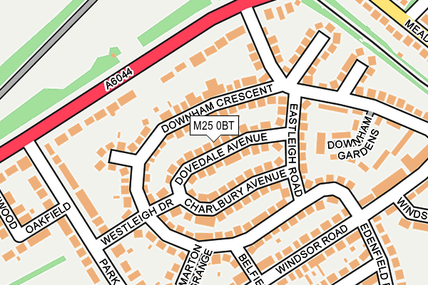 M25 0BT map - OS OpenMap – Local (Ordnance Survey)