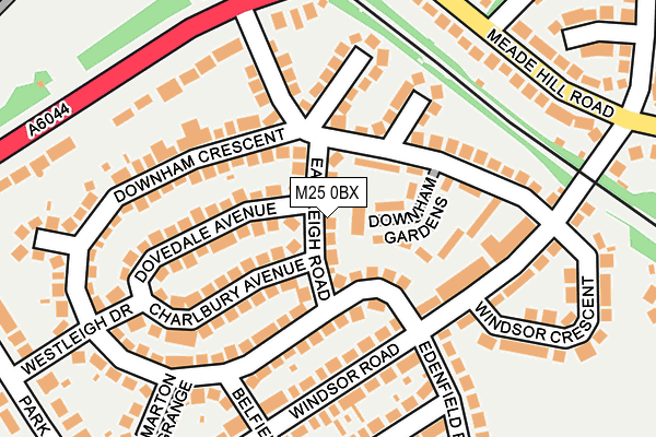 M25 0BX map - OS OpenMap – Local (Ordnance Survey)