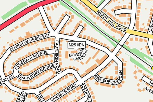 M25 0DA map - OS OpenMap – Local (Ordnance Survey)