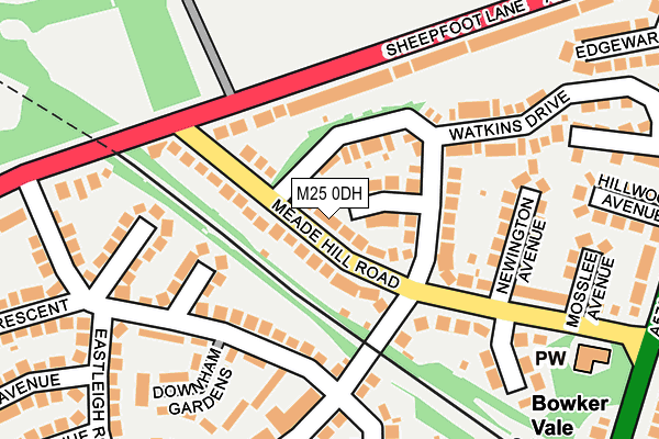 M25 0DH map - OS OpenMap – Local (Ordnance Survey)