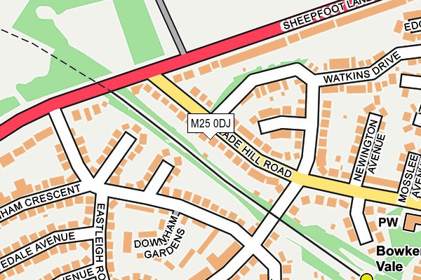 M25 0DJ map - OS OpenMap – Local (Ordnance Survey)