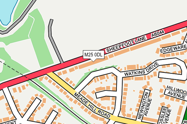 M25 0DL map - OS OpenMap – Local (Ordnance Survey)