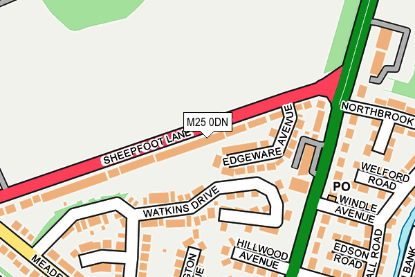 M25 0DN map - OS OpenMap – Local (Ordnance Survey)