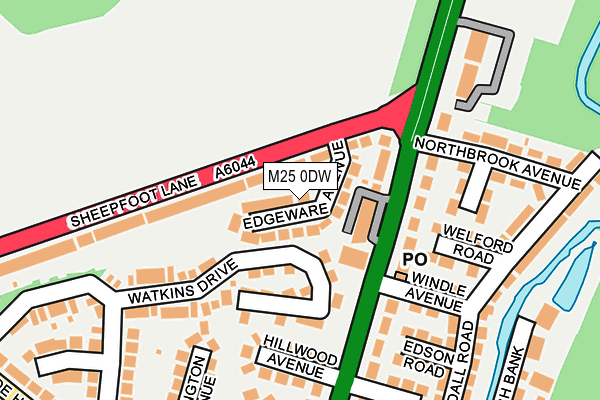 M25 0DW map - OS OpenMap – Local (Ordnance Survey)