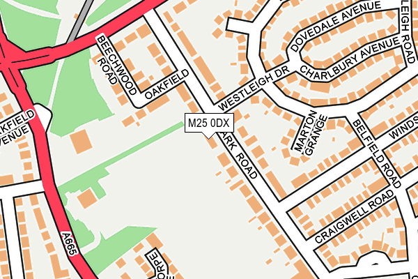 M25 0DX map - OS OpenMap – Local (Ordnance Survey)