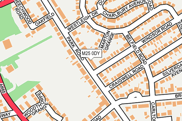 M25 0DY map - OS OpenMap – Local (Ordnance Survey)