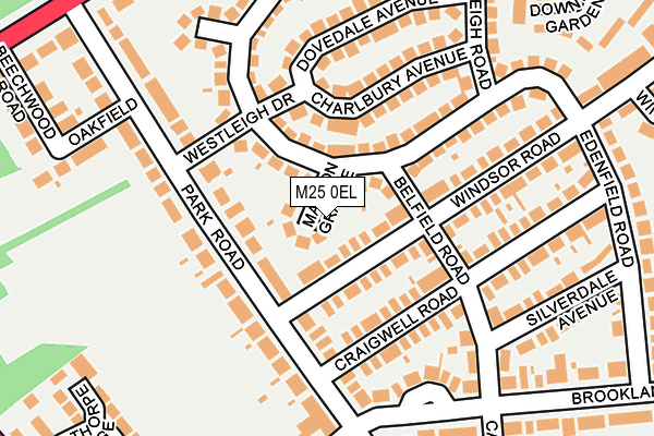 M25 0EL map - OS OpenMap – Local (Ordnance Survey)