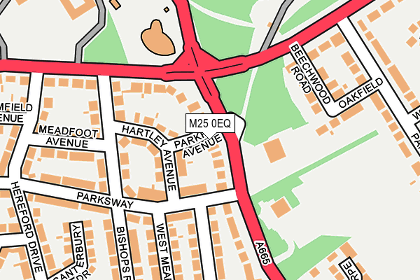 M25 0EQ map - OS OpenMap – Local (Ordnance Survey)