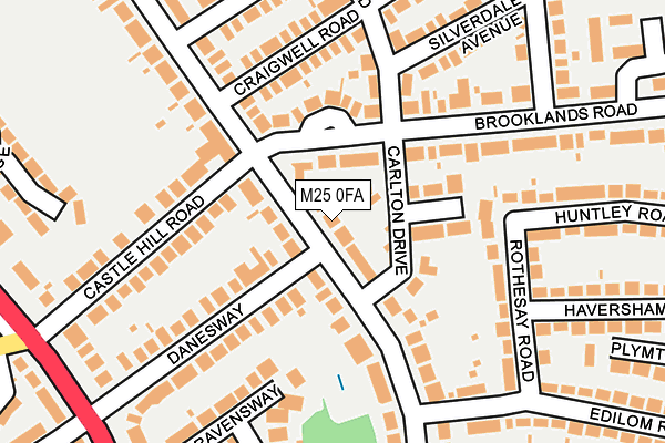 M25 0FA map - OS OpenMap – Local (Ordnance Survey)
