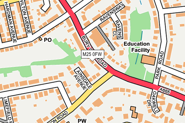 M25 0FW map - OS OpenMap – Local (Ordnance Survey)