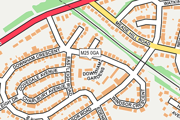 M25 0GA map - OS OpenMap – Local (Ordnance Survey)