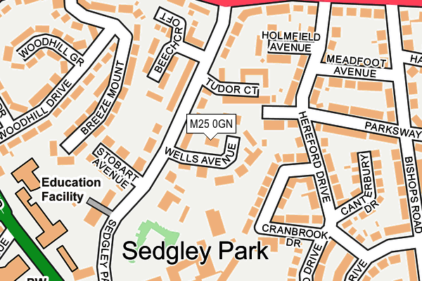 M25 0GN map - OS OpenMap – Local (Ordnance Survey)