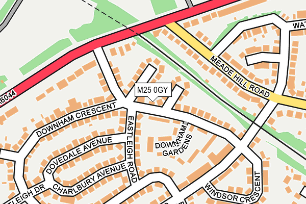 M25 0GY map - OS OpenMap – Local (Ordnance Survey)