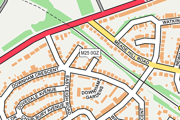 M25 0GZ map - OS OpenMap – Local (Ordnance Survey)