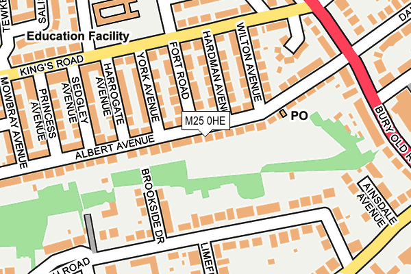 M25 0HE map - OS OpenMap – Local (Ordnance Survey)