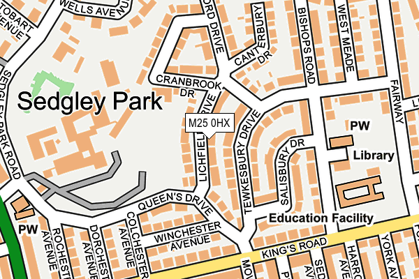 M25 0HX map - OS OpenMap – Local (Ordnance Survey)