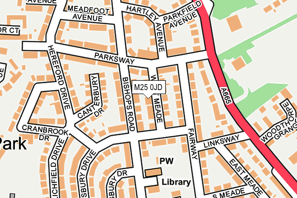 M25 0JD map - OS OpenMap – Local (Ordnance Survey)