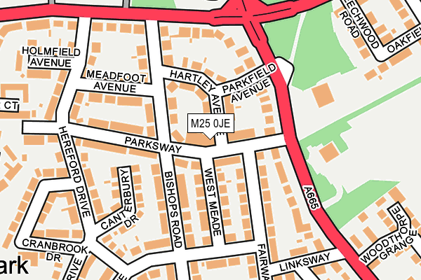 M25 0JE map - OS OpenMap – Local (Ordnance Survey)