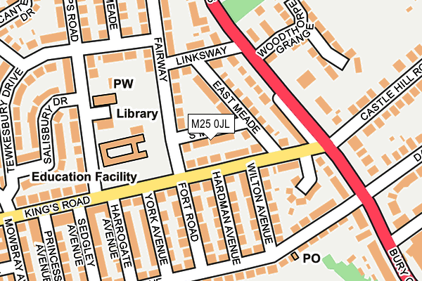 M25 0JL map - OS OpenMap – Local (Ordnance Survey)