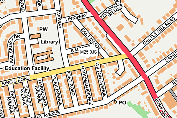 M25 0JS map - OS OpenMap – Local (Ordnance Survey)