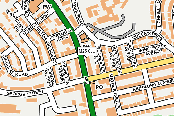 M25 0JU map - OS OpenMap – Local (Ordnance Survey)