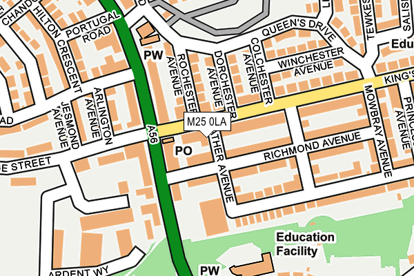 M25 0LA map - OS OpenMap – Local (Ordnance Survey)