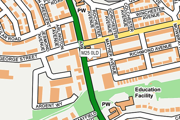 M25 0LD map - OS OpenMap – Local (Ordnance Survey)