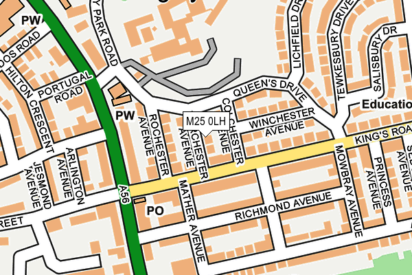 M25 0LH map - OS OpenMap – Local (Ordnance Survey)