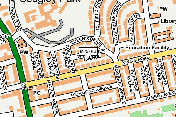 M25 0LJ map - OS OpenMap – Local (Ordnance Survey)