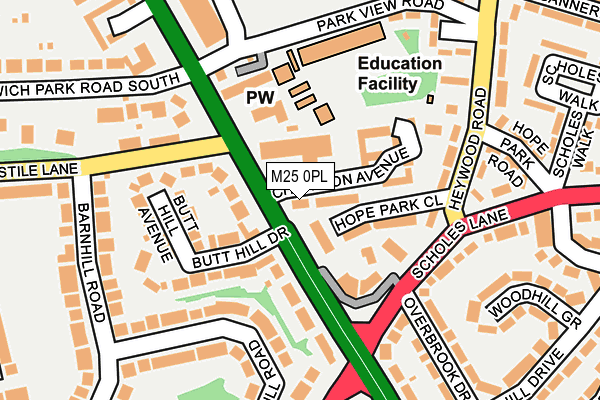 M25 0PL map - OS OpenMap – Local (Ordnance Survey)