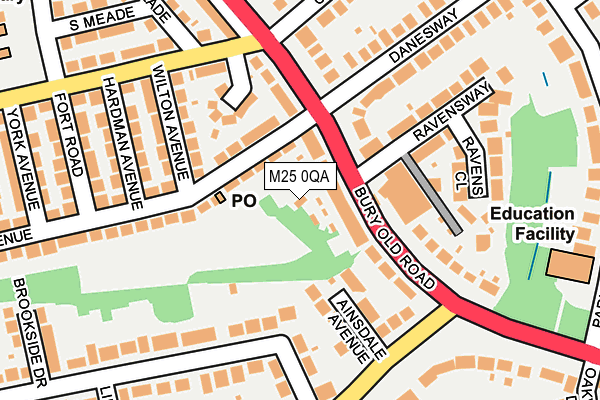 M25 0QA map - OS OpenMap – Local (Ordnance Survey)