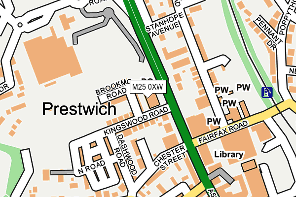 M25 0XW map - OS OpenMap – Local (Ordnance Survey)