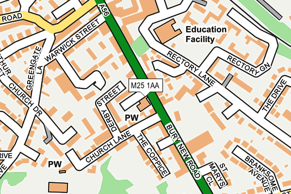 M25 1AA map - OS OpenMap – Local (Ordnance Survey)