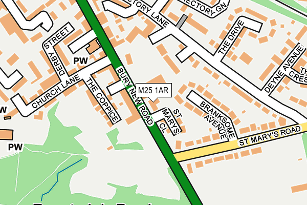 M25 1AR map - OS OpenMap – Local (Ordnance Survey)