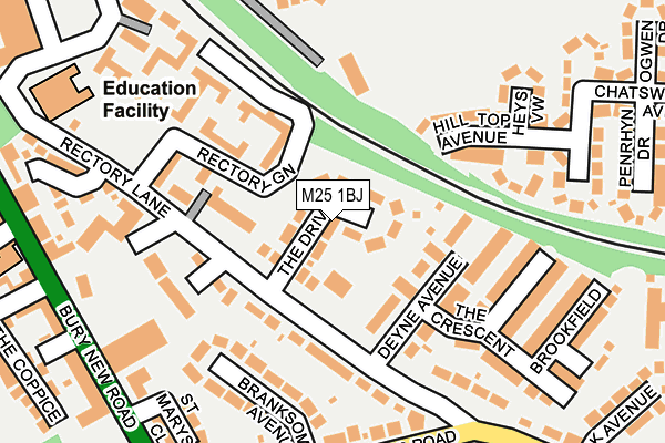 M25 1BJ map - OS OpenMap – Local (Ordnance Survey)