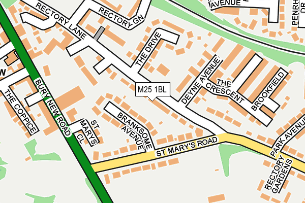 M25 1BL map - OS OpenMap – Local (Ordnance Survey)