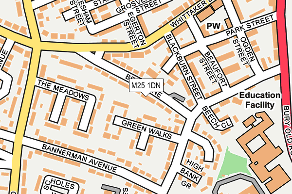 M25 1DN map - OS OpenMap – Local (Ordnance Survey)