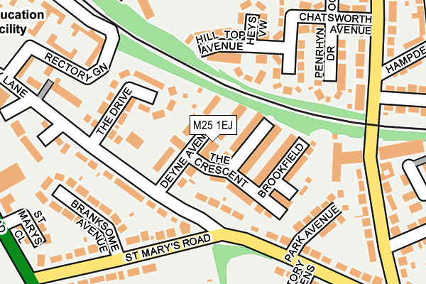 M25 1EJ map - OS OpenMap – Local (Ordnance Survey)