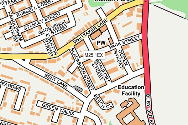 M25 1EX map - OS OpenMap – Local (Ordnance Survey)