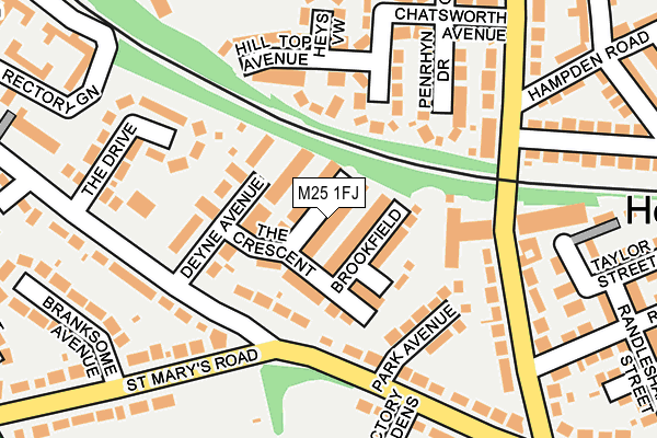 M25 1FJ map - OS OpenMap – Local (Ordnance Survey)