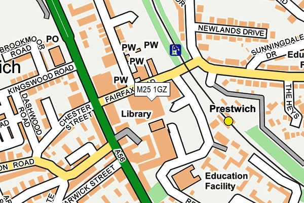 M25 1GZ map - OS OpenMap – Local (Ordnance Survey)