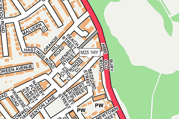 M25 1HY map - OS OpenMap – Local (Ordnance Survey)