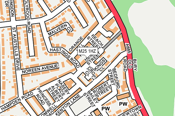 M25 1HZ map - OS OpenMap – Local (Ordnance Survey)