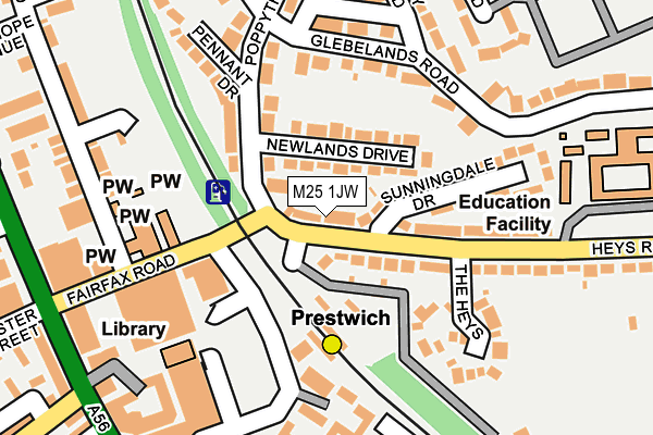 M25 1JW map - OS OpenMap – Local (Ordnance Survey)