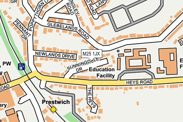 M25 1JX map - OS OpenMap – Local (Ordnance Survey)