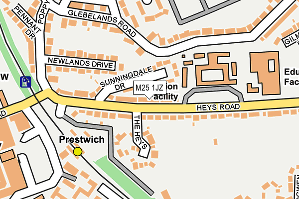 M25 1JZ map - OS OpenMap – Local (Ordnance Survey)