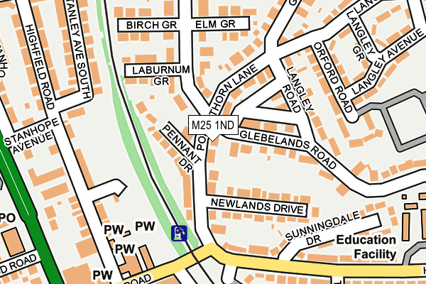 M25 1ND map - OS OpenMap – Local (Ordnance Survey)