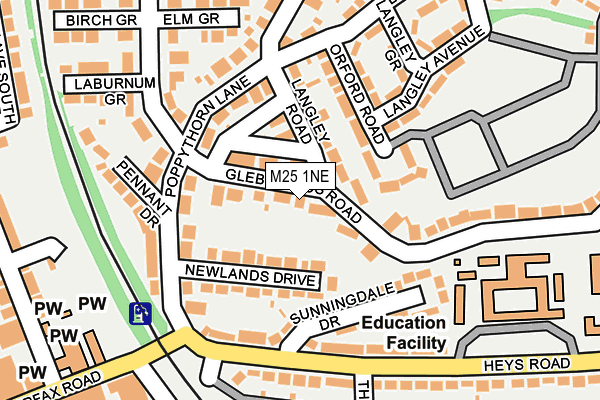 M25 1NE map - OS OpenMap – Local (Ordnance Survey)