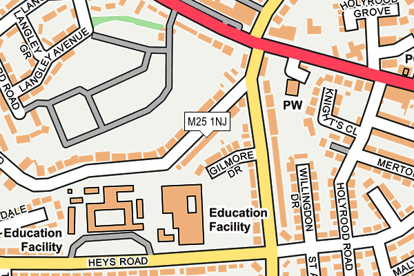 M25 1NJ map - OS OpenMap – Local (Ordnance Survey)
