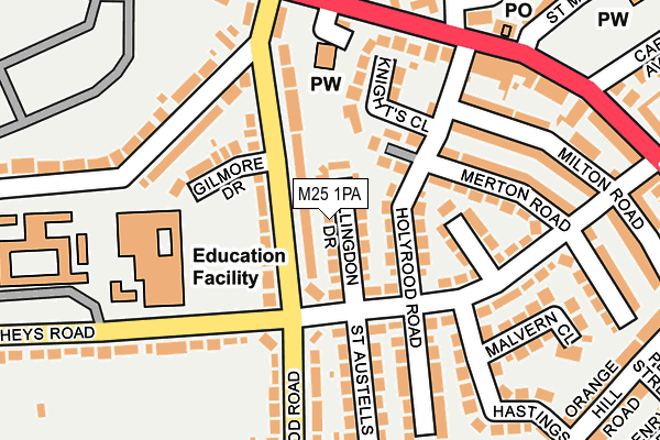 M25 1PA map - OS OpenMap – Local (Ordnance Survey)